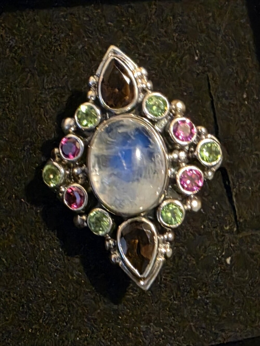 Nicky Butler Sterling Silver Moonstone Multi Color Gemstone Ring Size 9.5